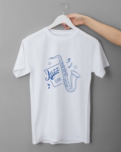 T-shirt jazz club avec saxophone rétro, expression musicale