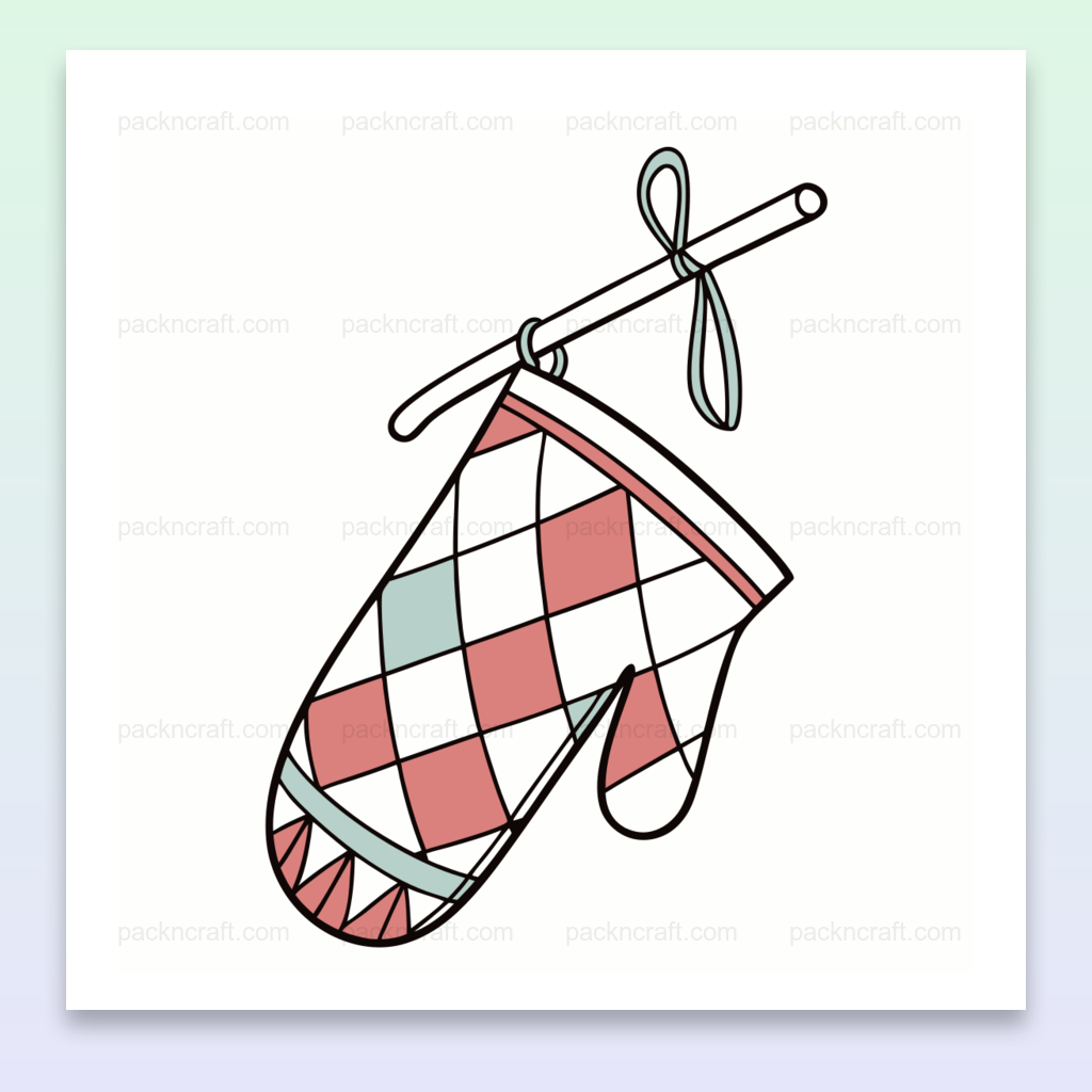 Illustration de moufle festive suspendue, fichier SVG idéal pour création DIY.