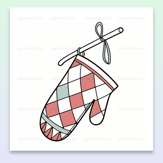 Illustration de moufle festive suspendue, fichier SVG idéal pour création DIY.