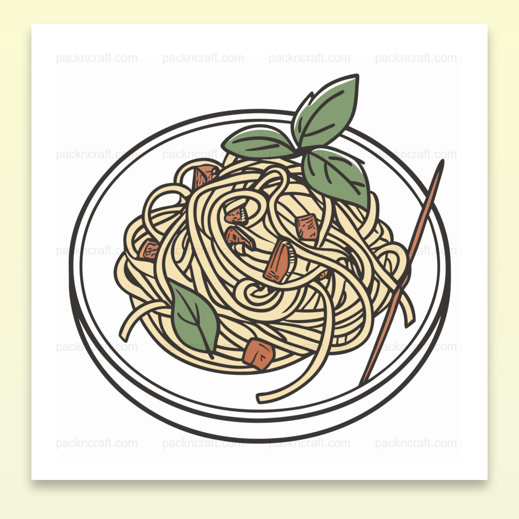 Illustration vectorielle de spaghetti savoureux, parfait pour cuisine et déco.