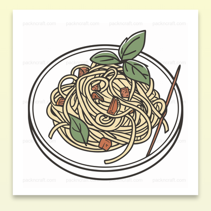 Illustration vectorielle de spaghetti savoureux, parfait pour cuisine et déco.