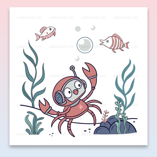 Illustration d'un crabe plongeur en SVG doodle, idéale pour déco et projets DIY.
