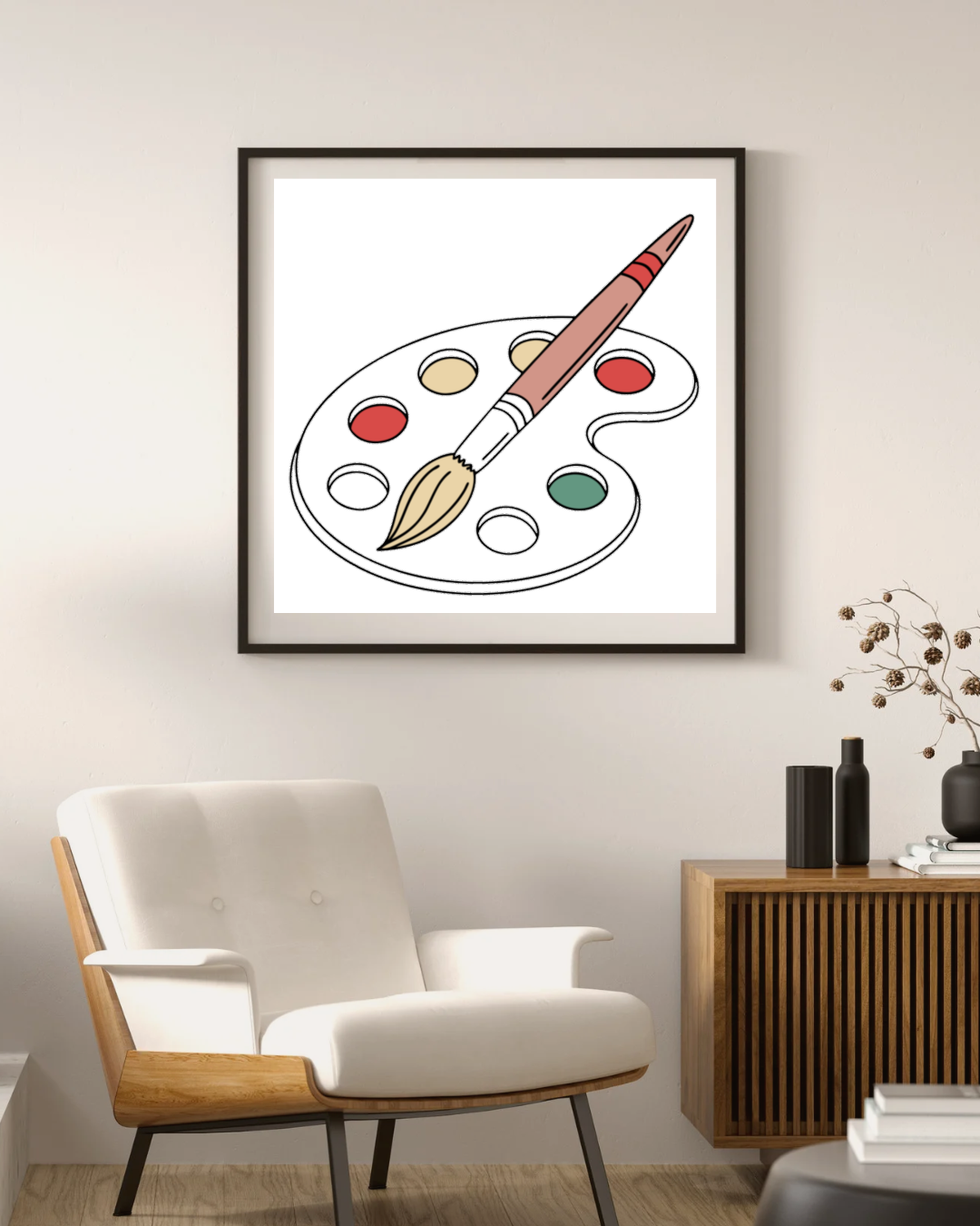 Cadre moderne avec design vectoriel coloré rappelant une palette artistique