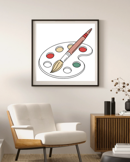 Cadre moderne avec design vectoriel coloré rappelant une palette artistique