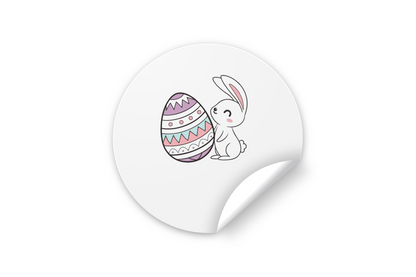 Sticker festif avec lapin kawaii et œuf de Pâques, idéal pour décorer vos carnets