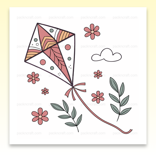 Illustration de cerf-volant amical au style floral, idéal pour papeterie et déco.