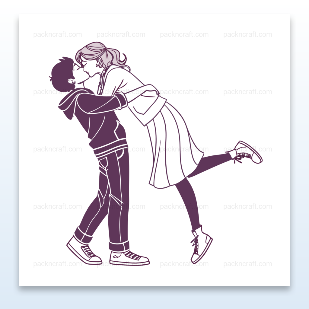Illustration de couple qui s'embrasse, idéale pour stickers