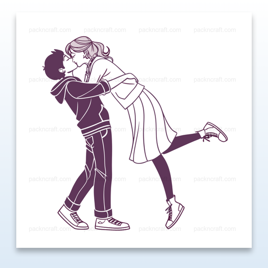 Illustration de couple qui s'embrasse, idéale pour stickers