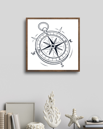 Cadre déco vintage avec motif boussole, parfait pour les amateurs d'aventure