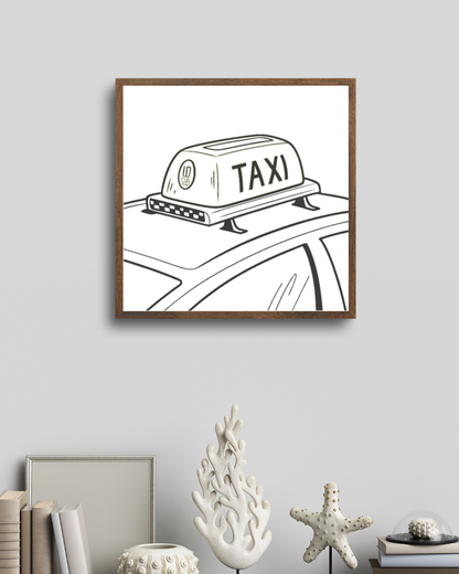 Enseigne Taxi Vintage | Style Rétro SVG | Signalétique Urbaine