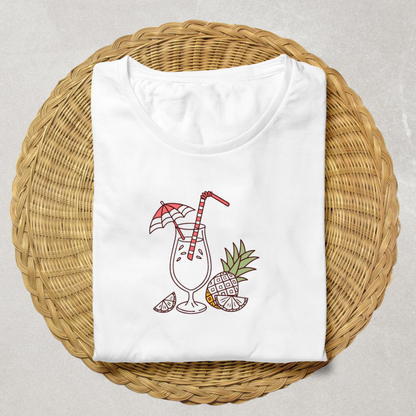T-shirt avec motif pastel d'un cocktail tropical pour une escapade sensorielle