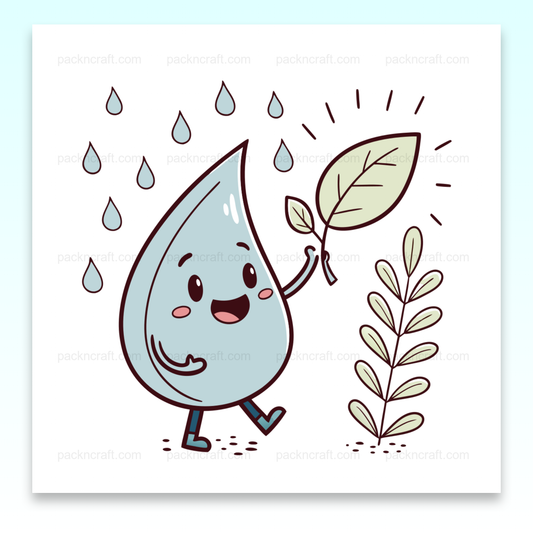 Goutte d'eau souriante avec feuille pour projets DIY et papeterie