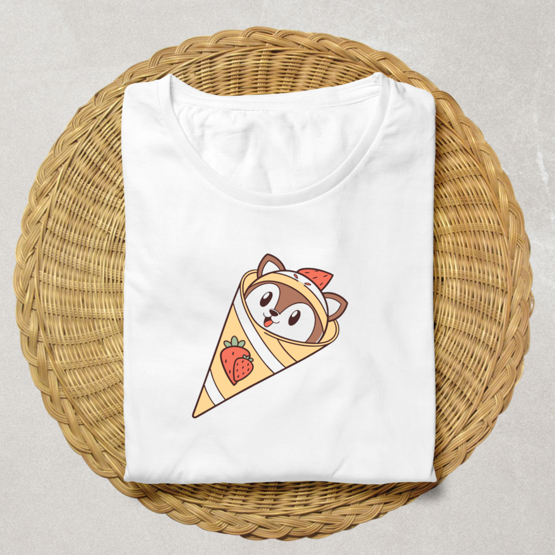 T-shirt avec une douce petite sirène en crêpe de style kawaii