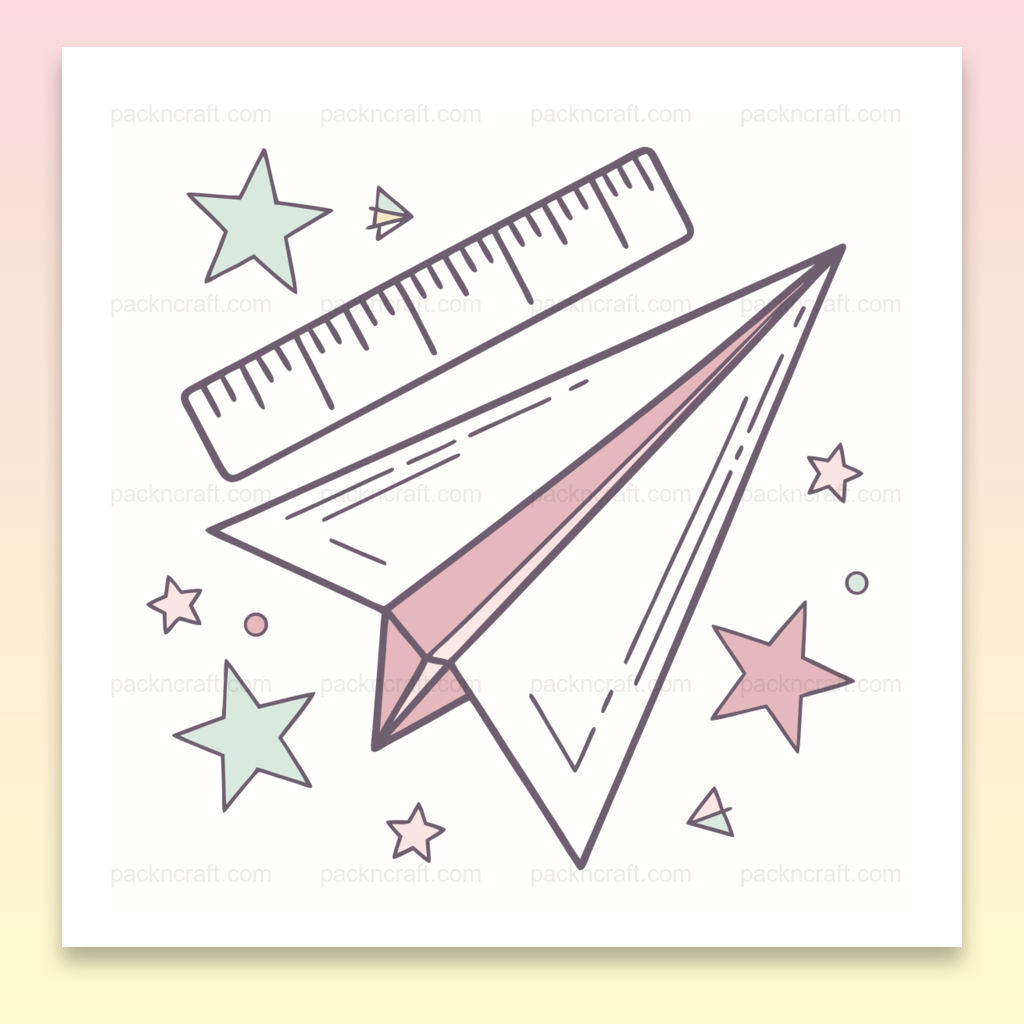 Illustration avion en papier rêveur avec étoiles, usage éducatif et décoratif.