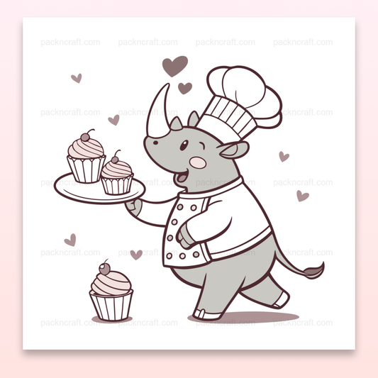 Illustration vectorielle d'un rhinocéros chef cuisinier, parfait pour DIY et papeterie