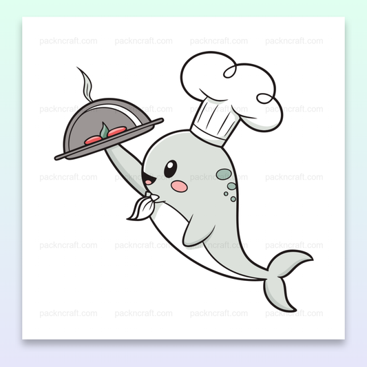 Illustration de phoque chef cuisinant en style pastel pour projets créatifs