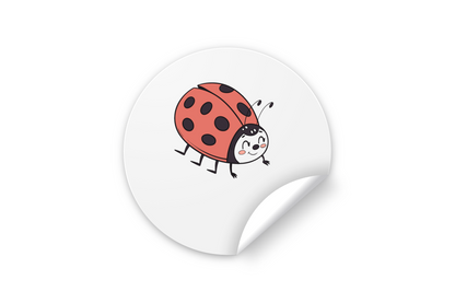 Sticker avec coccinelle joyeuse en doodle style animation pour enfants