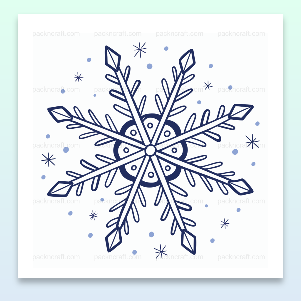 Illustration géométrique d'un flocon de neige, idéale pour décoration hivernale.