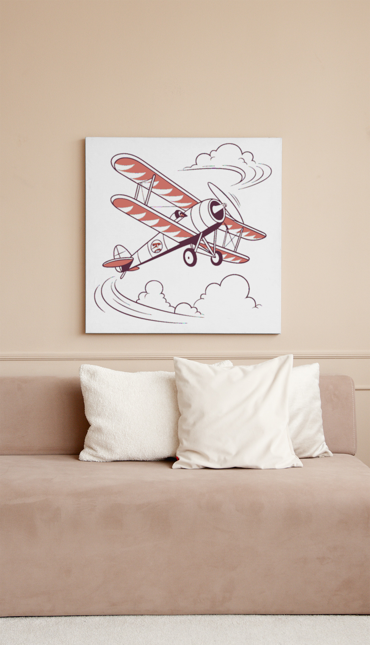 Cadre d'affiche vintage avion, parfait pour la décoration intérieure