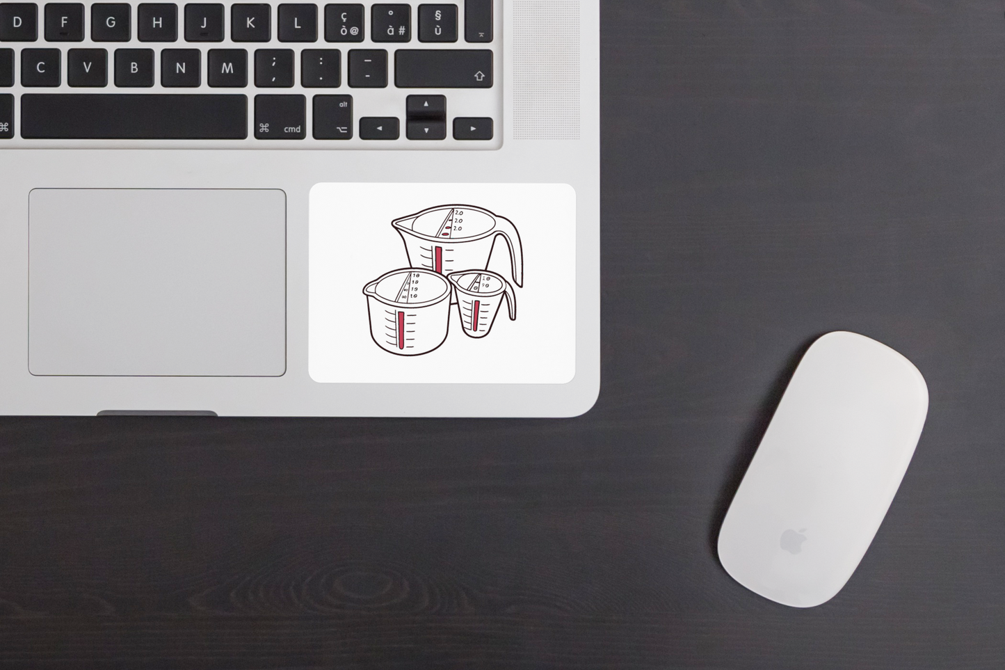 Sticker décoratif culinaire avec une icône minimaliste de mesures de cuisine
