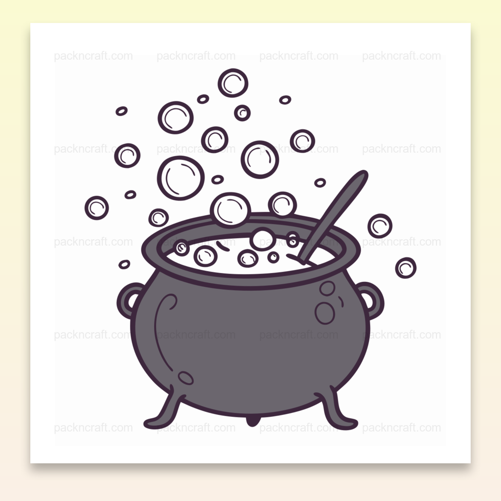 Illustration chaude et bouillonnante d'un chaudron magique, idéale pour Halloween et projets mystiques.