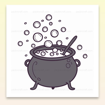 Illustration chaude et bouillonnante d'un chaudron magique, idéale pour Halloween et projets mystiques.