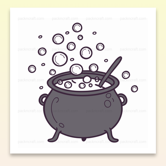 Illustration chaude et bouillonnante d'un chaudron magique, idéale pour Halloween et projets mystiques.