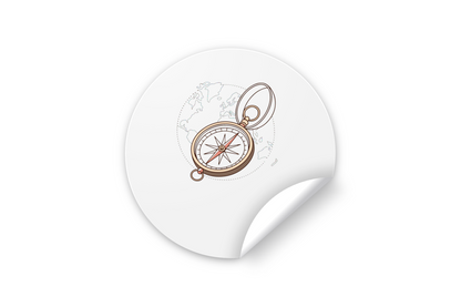 Sticker minimaliste avec une boussole stylisée pour les passionnés d'exploration