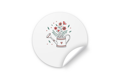 Sticker orné d'un arrosoir fleuri style doux idéal pour célébrer le printemps