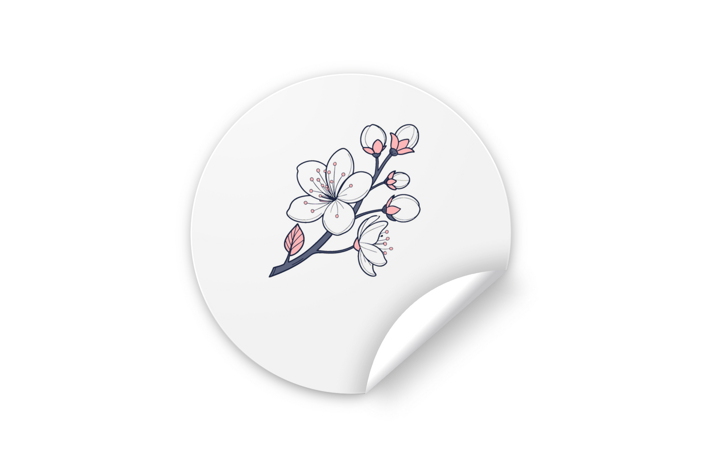 Sticker chic avec icône florale Sakura, capturant une élégance botanique japonaise