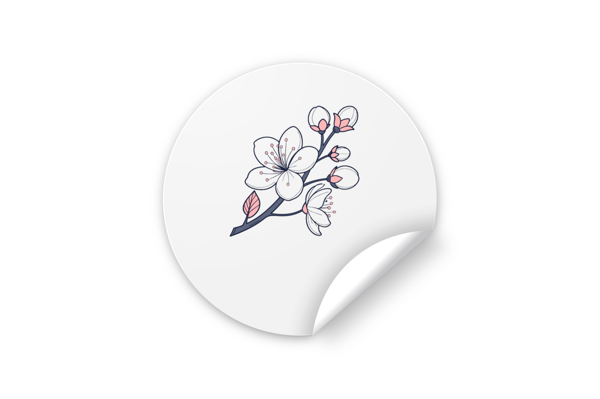 Sticker chic avec icône florale Sakura, capturant une élégance botanique japonaise