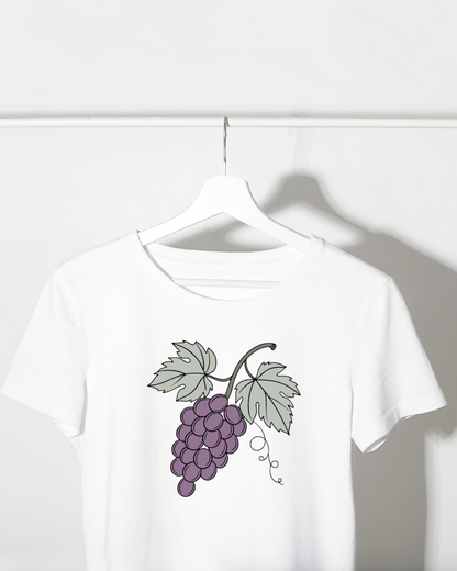 T-shirt affichant un raisin pastel élégant avec thèmes naturels graphiques