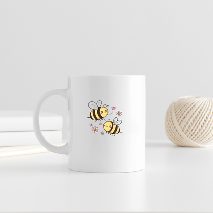 Mug avec motif abeilles joyeuses dans un style kawaii printanier