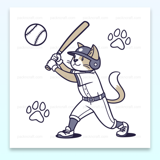 Illustration de chat joueur de baseball en SVG pour projets créatifs