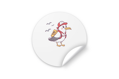 Sticker décoratif avec une mouette en style flat art sur le thème du voyage