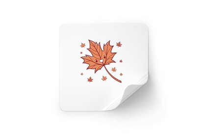 Sticker cosy avec feuille d'automne cartoon captivante ambiance chaleureuse