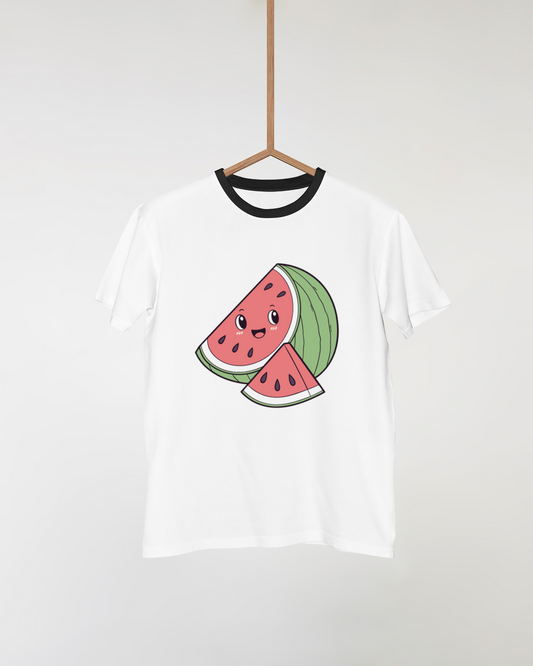 T-shirt estival avec pastèque jouant et style kawaii pour un look frais et joyeux