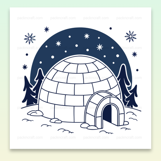 Illustration d'un igloo sous un ciel étoilé, usage décoratif et éducatif