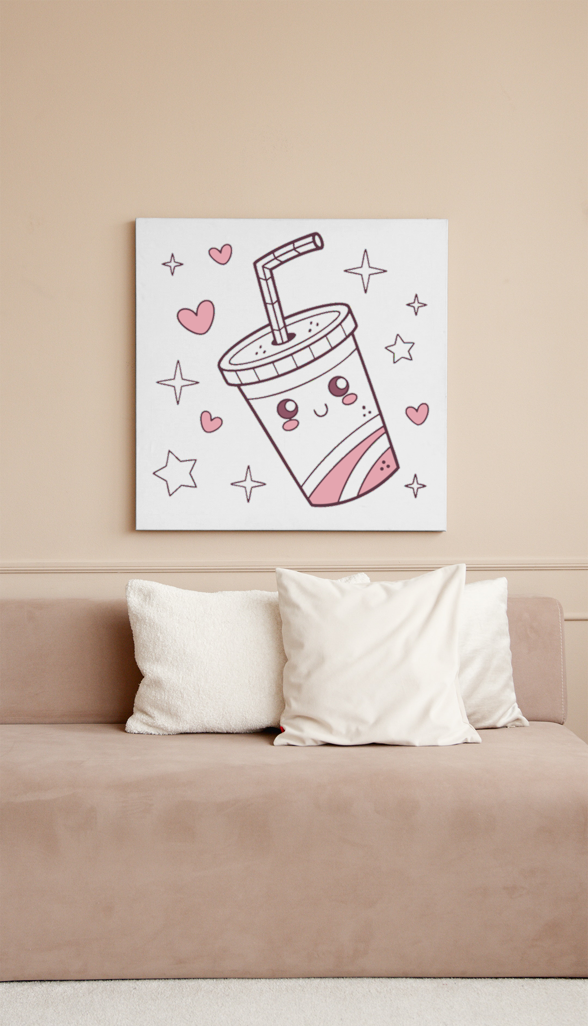 Affiche encadrée avec design kawaii, parfait pour décoration murale originale