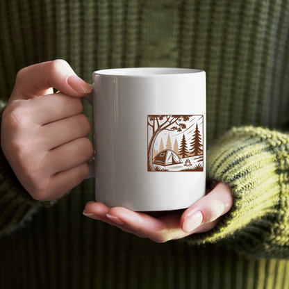 Motif rétro-camping sur mug pour amateurs de plein air