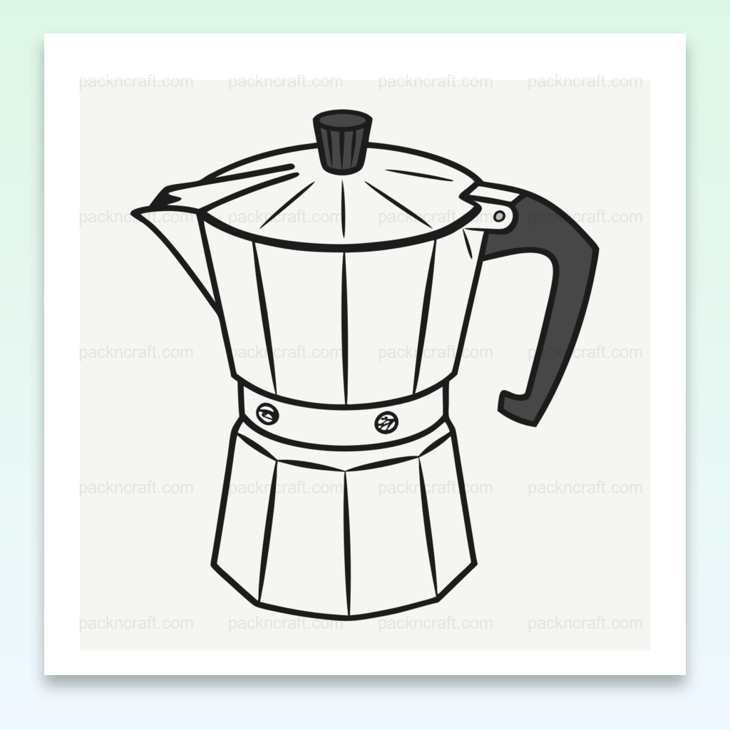Illustration numérique de cafetière en style doodle pour projets créatifs
