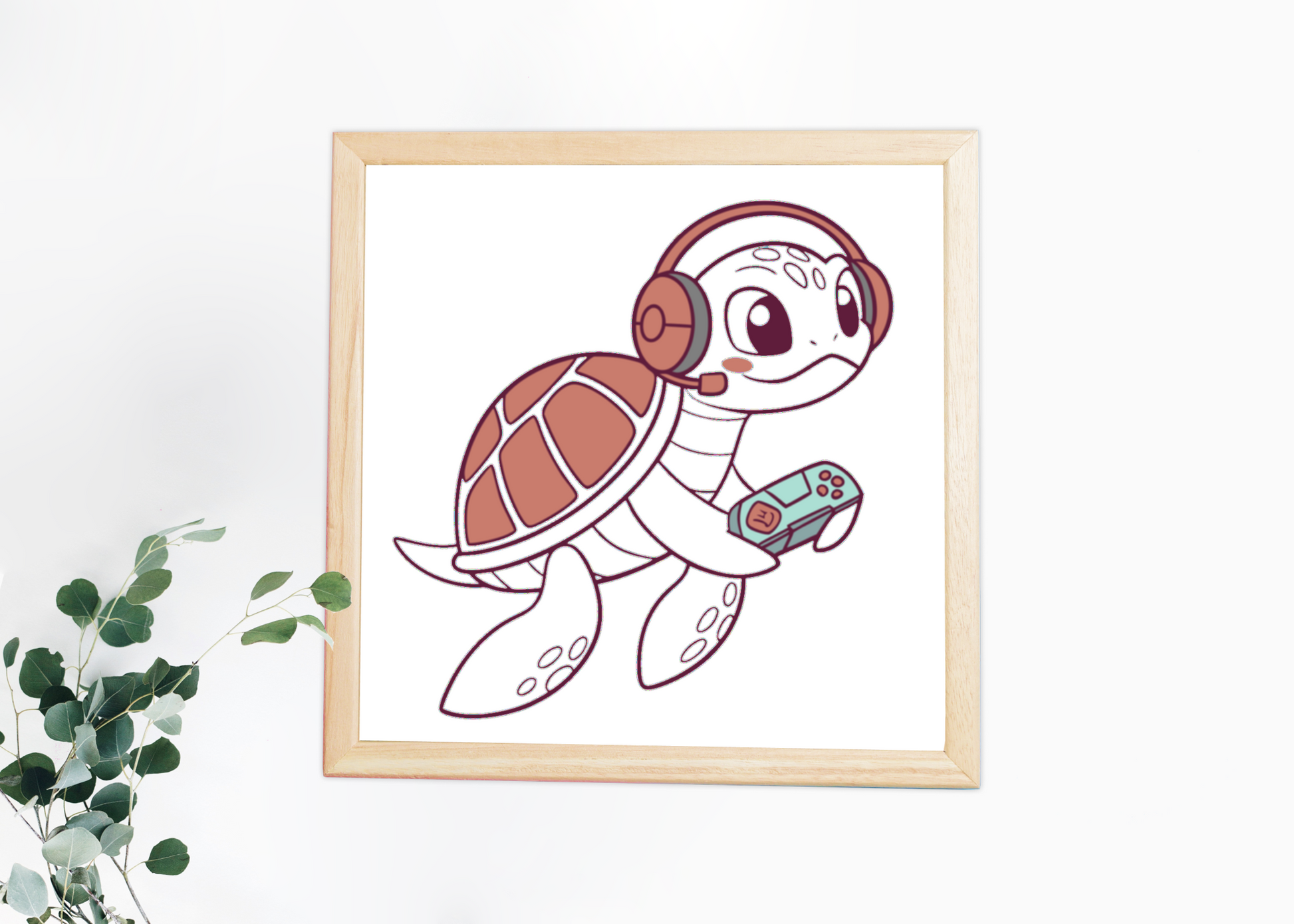 Cadre avec tortue gamifiée en style vectoriel joyeux thème high-tech cadre moderne