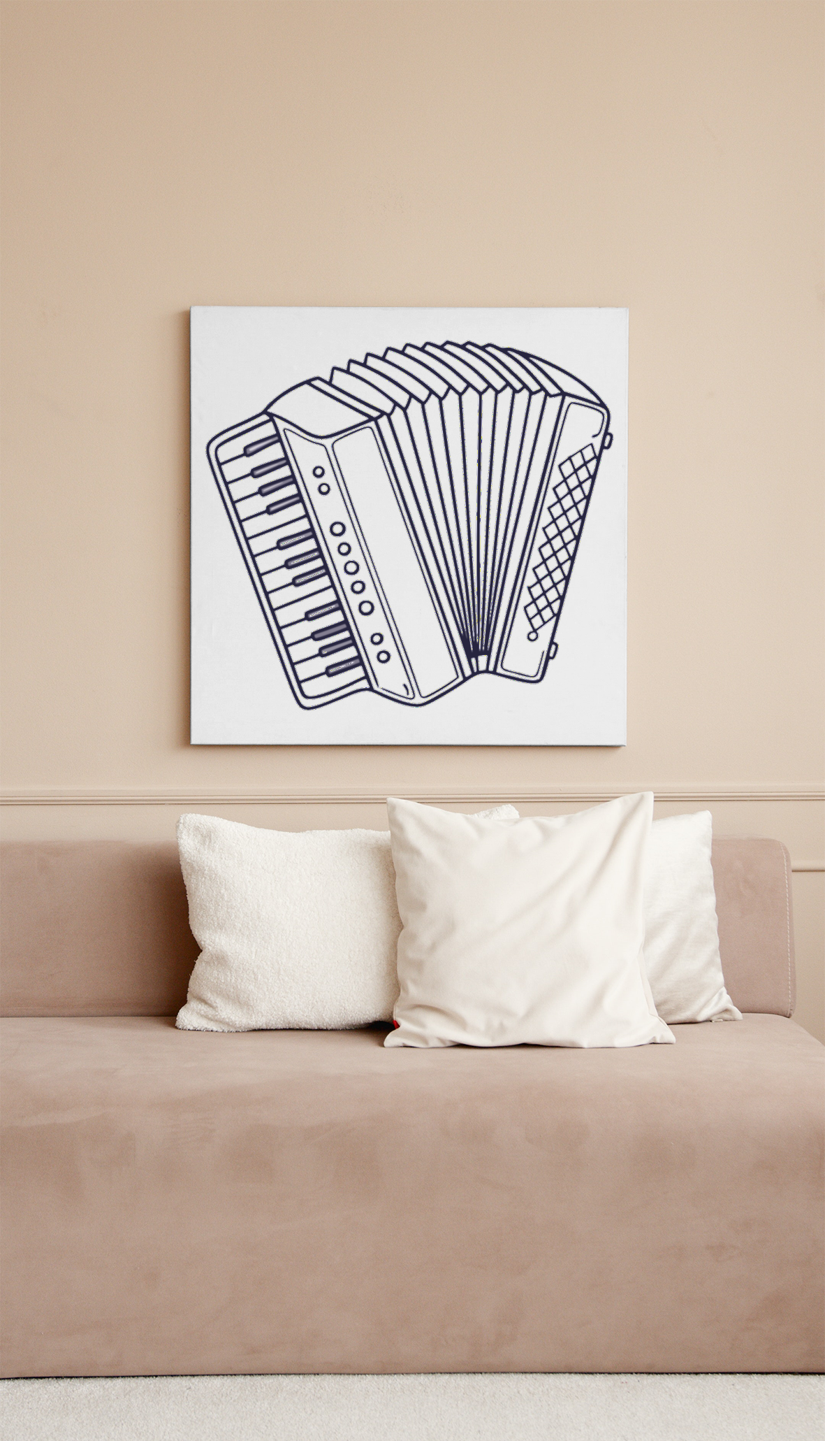 Cadre décoratif avec illustration élégante d'un accordéon créant une ambiance musicale