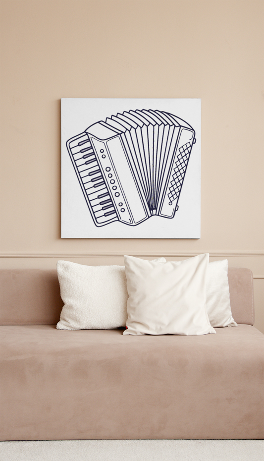 Cadre décoratif avec illustration élégante d'un accordéon créant une ambiance musicale