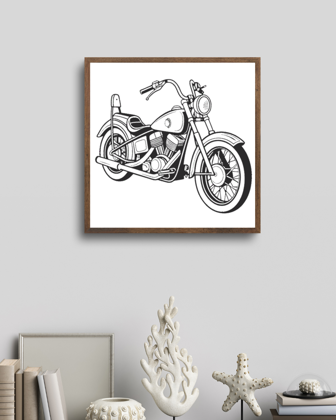 Harley Shovelhead 1966 encadrée pour affiches