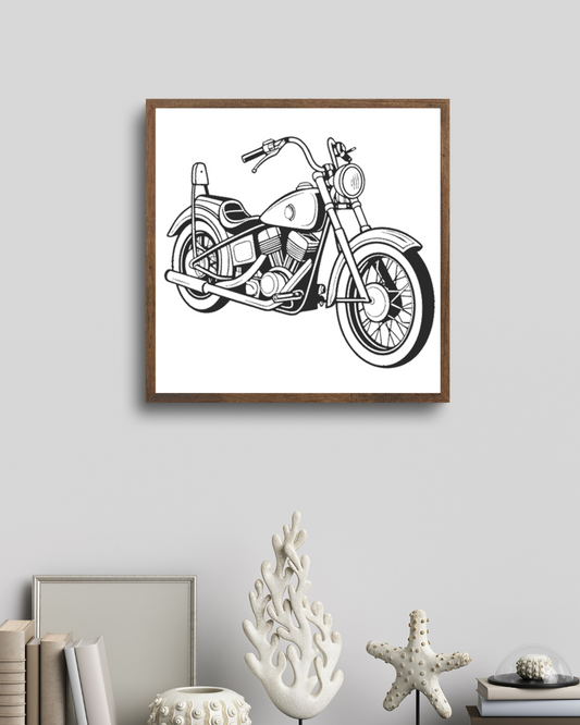 Harley Shovelhead 1966 encadrée pour affiches