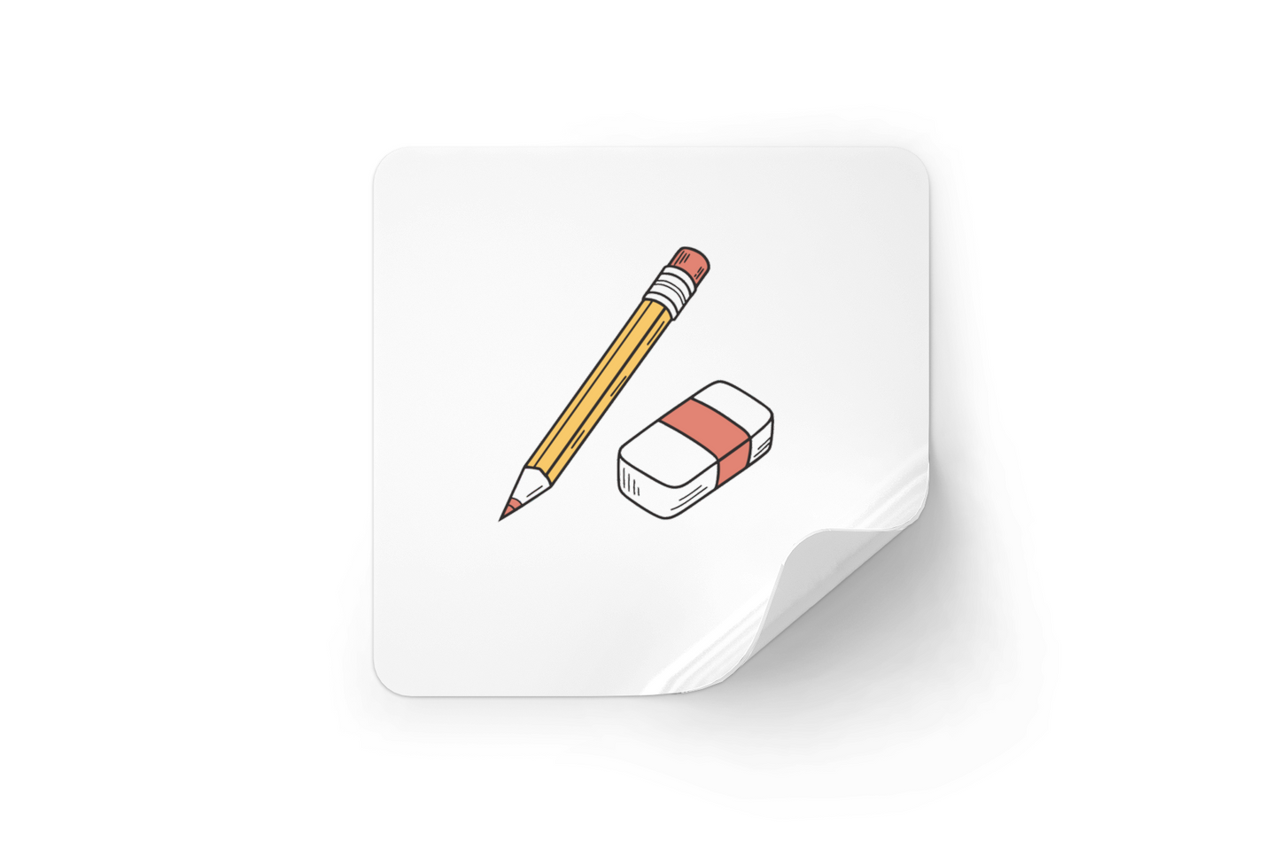 Sticker décoratif avec doodle minimaliste crayon et gomme pour papeterie scolaire