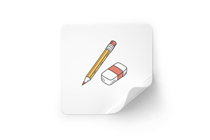 Sticker décoratif avec doodle minimaliste crayon et gomme pour papeterie scolaire