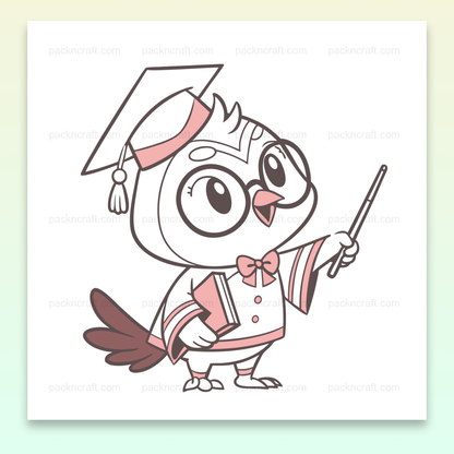 Illustration de hibou savant avec livre, parfait pour usage éducatif et papeterie
