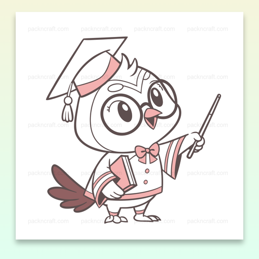 Illustration de hibou savant avec livre, parfait pour usage éducatif et papeterie